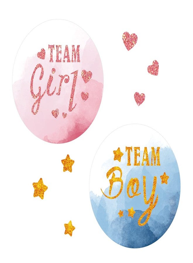 KIUKIUO 168 Pieces Colored Gold Stamping Gender Reveal Stickers,2 Inch Gold Glitter Team Girl and Boy Waterproof Label,for Gender Reveal Party Games Supplies, for Baby Showers or Gender Reveal Party - Image 1